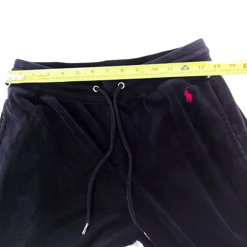 Polo Ralph Lauren Plush Velour Pajama Lounge Pant size Small Black & Red